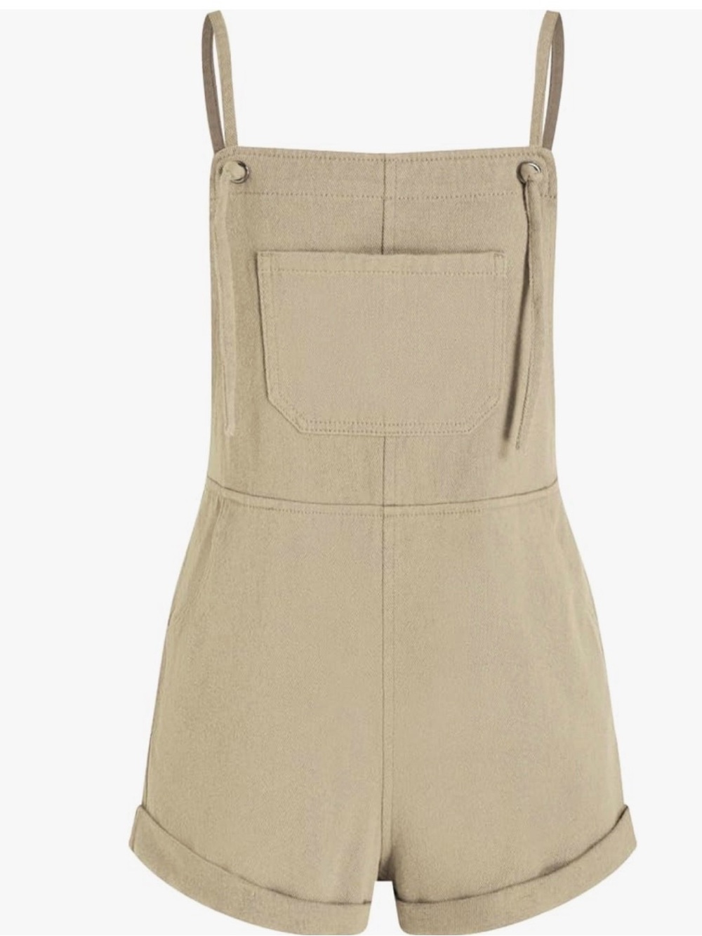 Cider Khaki Tie-Strap Denim Short Overalls